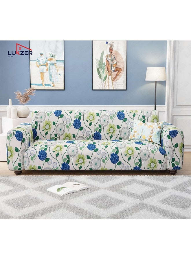 Lukzer غطاء أريكة متعدد الأزهار لثلاثة مقاعد | غطاء أريكة قابل للغسل ومضاد للانزلاق مغطى بالكامل بزاوية 360° | غطاء من البوليستر + سباندكس بوزن 140 GSM (180-230 سم/SC-011-03) - Image 3