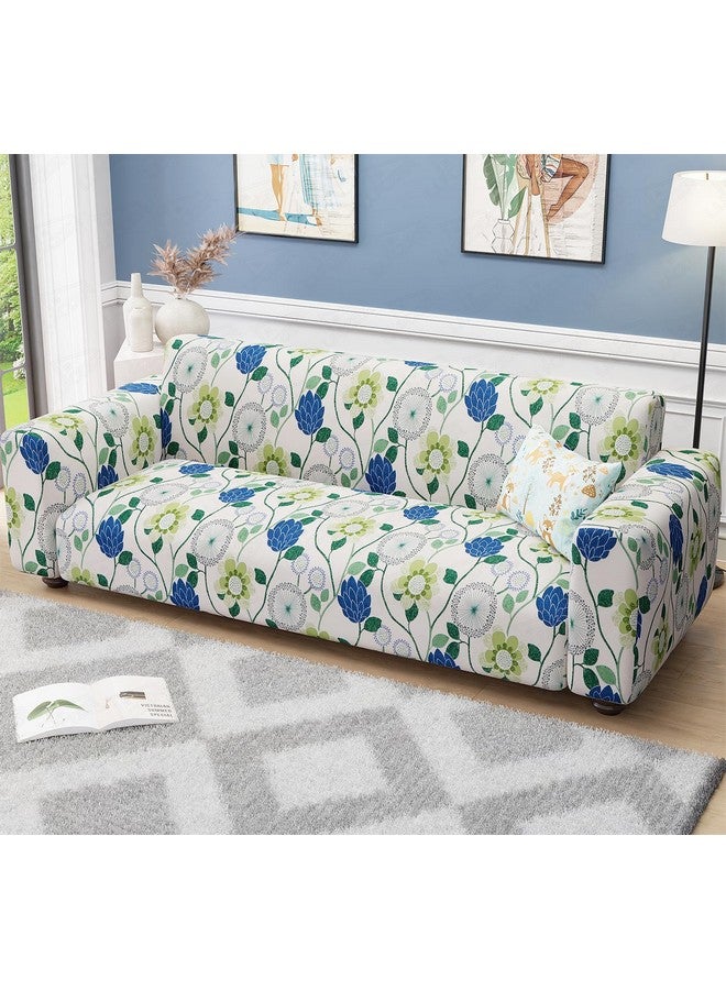Lukzer غطاء أريكة متعدد الأزهار لثلاثة مقاعد | غطاء أريكة قابل للغسل ومضاد للانزلاق مغطى بالكامل بزاوية 360° | غطاء من البوليستر + سباندكس بوزن 140 GSM (180-230 سم/SC-011-03) - Image 1