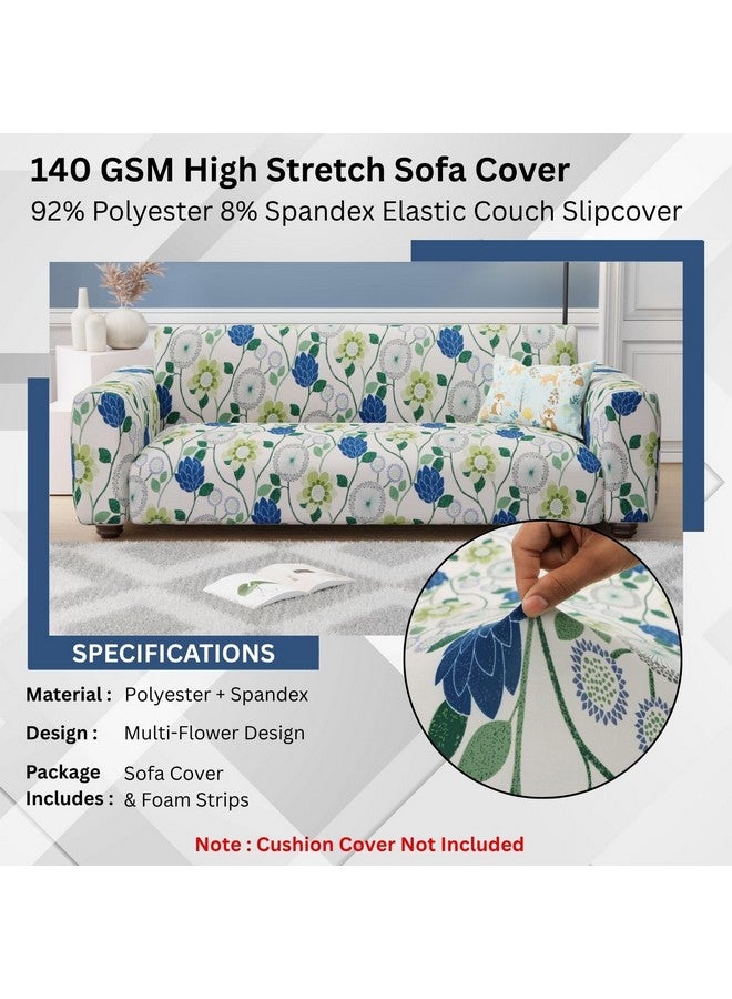 Lukzer غطاء أريكة متعدد الأزهار لثلاثة مقاعد | غطاء أريكة قابل للغسل ومضاد للانزلاق مغطى بالكامل بزاوية 360° | غطاء من البوليستر + سباندكس بوزن 140 GSM (180-230 سم/SC-011-03) - Image 5