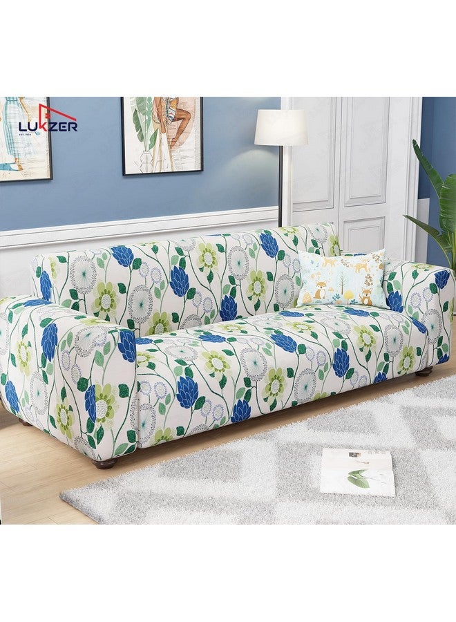 Lukzer غطاء أريكة متعدد الأزهار لثلاثة مقاعد | غطاء أريكة قابل للغسل ومضاد للانزلاق مغطى بالكامل بزاوية 360° | غطاء من البوليستر + سباندكس بوزن 140 GSM (180-230 سم/SC-011-03) - Image 4