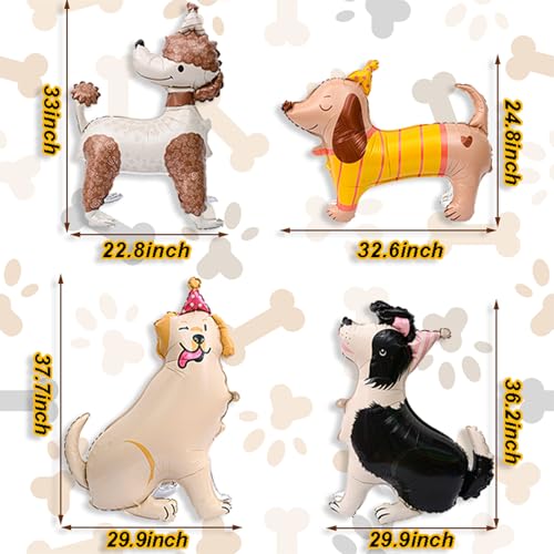 Tagberoy 4 PCS 3D Dog Balloons Cute Puppy Balloons for Dog Themed Birthday Party Decorations Dogs Birthday Party Supplies - Image 5