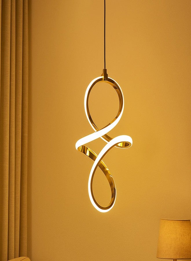 DarkVision Contemporary LED Infinity Pendant Light Hanging Light Decorative Gold Finish Acrylic Ceiling Lamp Fixture Lamp 3 in 1 Color Changing, Soft Lighting for Bedroom, Hallway (Inbuilt Led) - Image 1