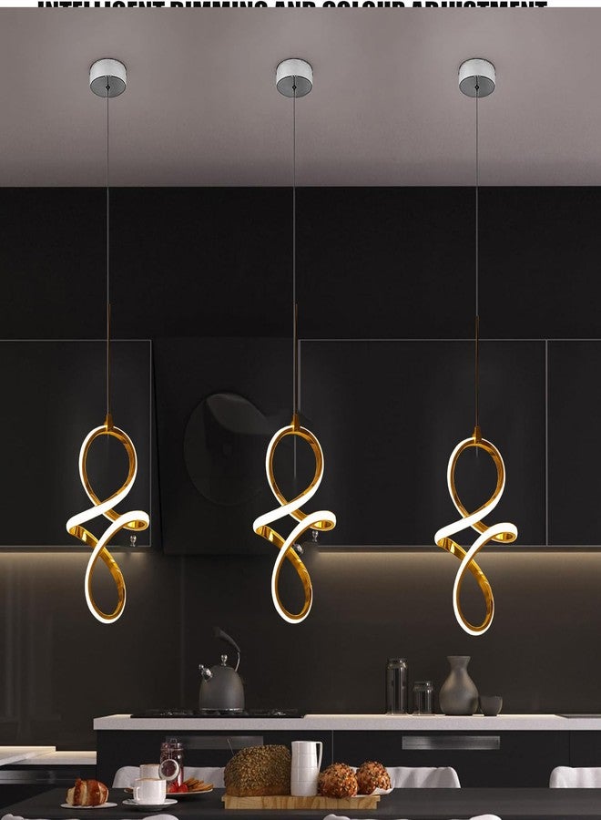 DarkVision Contemporary LED Infinity Pendant Light Hanging Light Decorative Gold Finish Acrylic Ceiling Lamp Fixture Lamp 3 in 1 Color Changing, Soft Lighting for Bedroom, Hallway (Inbuilt Led) - Image 3