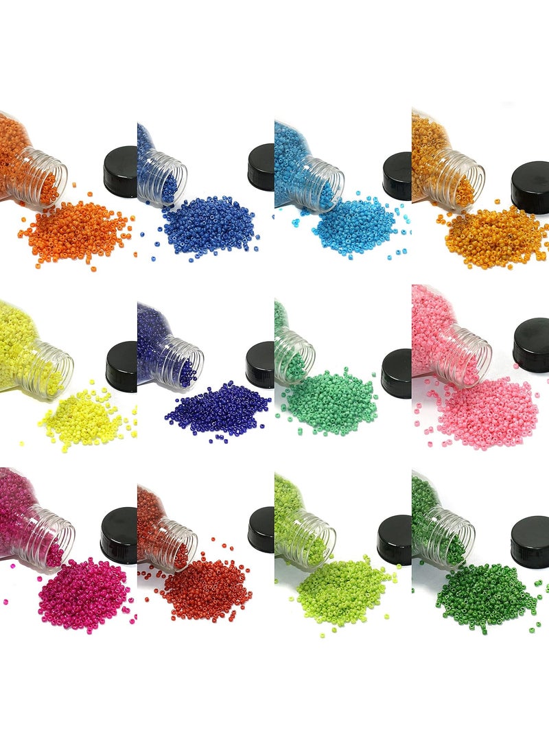 Beadsnfashion - Beadsnfashion Sugar Glass Seed Beads 12 Bottles, Size 11/0 for Jewellery Making, Crafts Work and Embroidery Work - Image 1