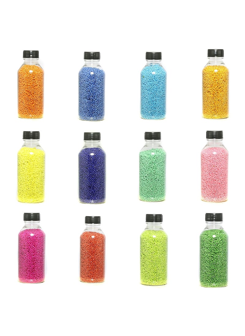 Beadsnfashion - Beadsnfashion Sugar Glass Seed Beads 12 Bottles, Size 11/0 for Jewellery Making, Crafts Work and Embroidery Work - Image 1