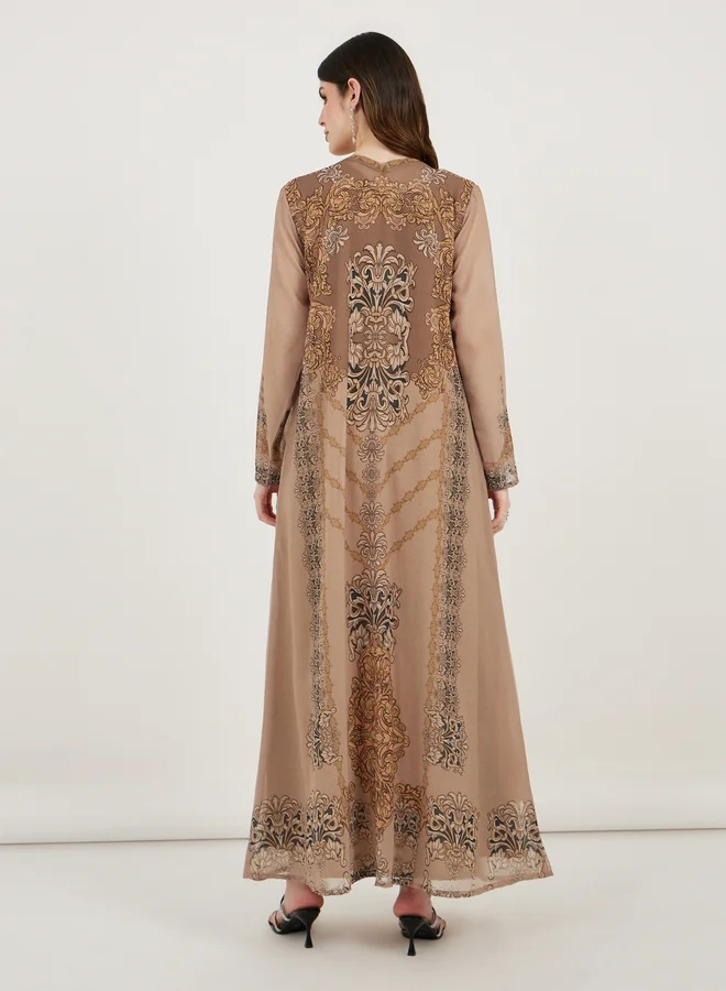Take Two  Damask Print Studded Georgette Kaftan for Women | Best Price UAE