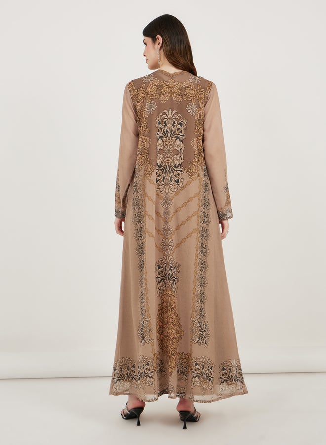 Take Two Damask Print Studded Georgette Kaftan - Image 4