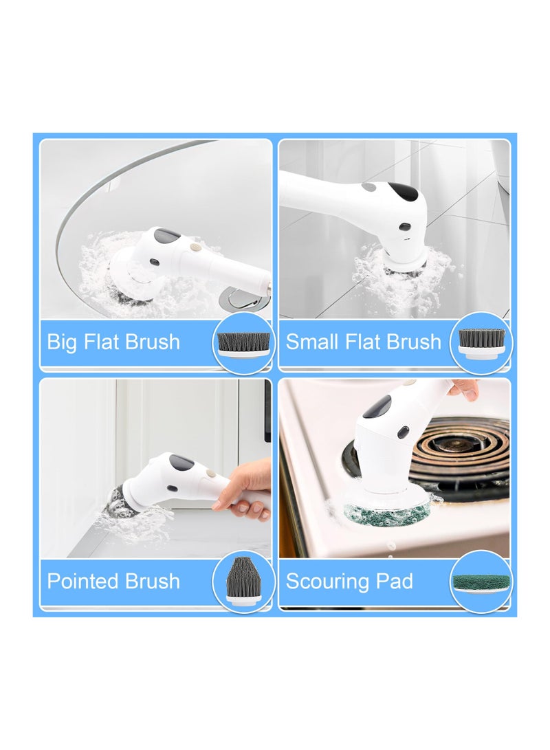 SYOSI Cordless Electric Spin Scrubber, LED Lighting Power Scrubber Brush  Cordless Power Scrubber with 8 Replaceable Brush Heads Home Cleaning Electric Brush for Bathroom, Tub, Tile, Floor Wall - Image 2