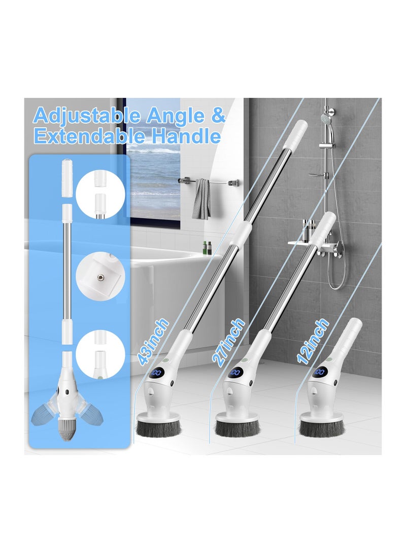 SYOSI Cordless Electric Spin Scrubber, LED Lighting Power Scrubber Brush  Cordless Power Scrubber with 8 Replaceable Brush Heads Home Cleaning Electric Brush for Bathroom, Tub, Tile, Floor Wall - Image 4