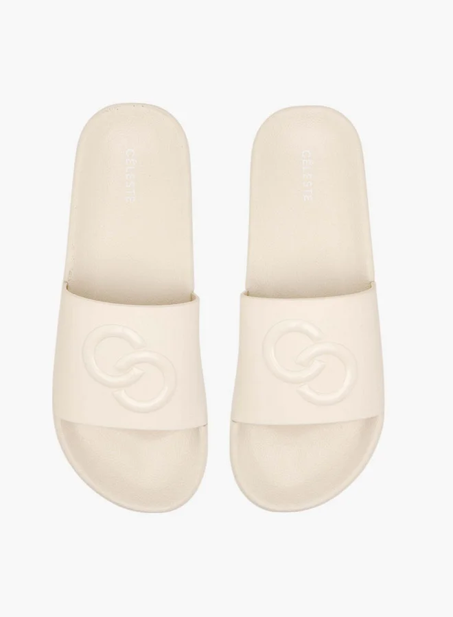 سيليست Women's Logo Embossed Slip-On Slides