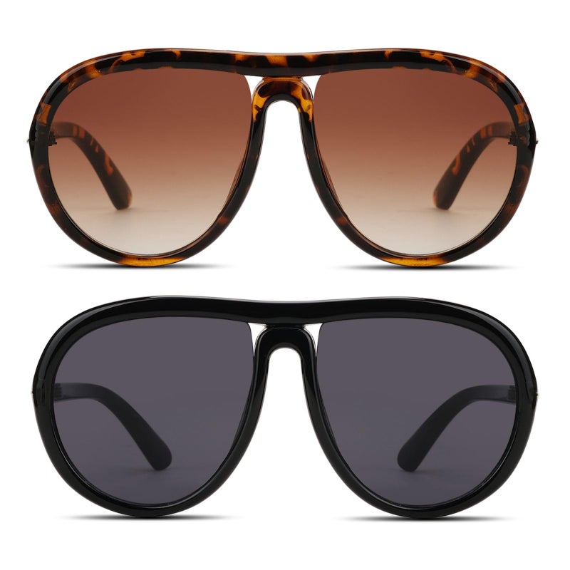 TruFabV Retro Sunglasses for Women Men Trendy Classic Shades Tangle Free 70s Vintage Sun Glasses (Black+Tortoise Brown) - Image 2