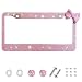 Wanheart License Plate Frame for Women Rhinestone License Plate Frame with Bow Sparkly Car Tag Frame Cute Girly Car Accessories Gift 1 Pink Frame Pink Bow - Image 2