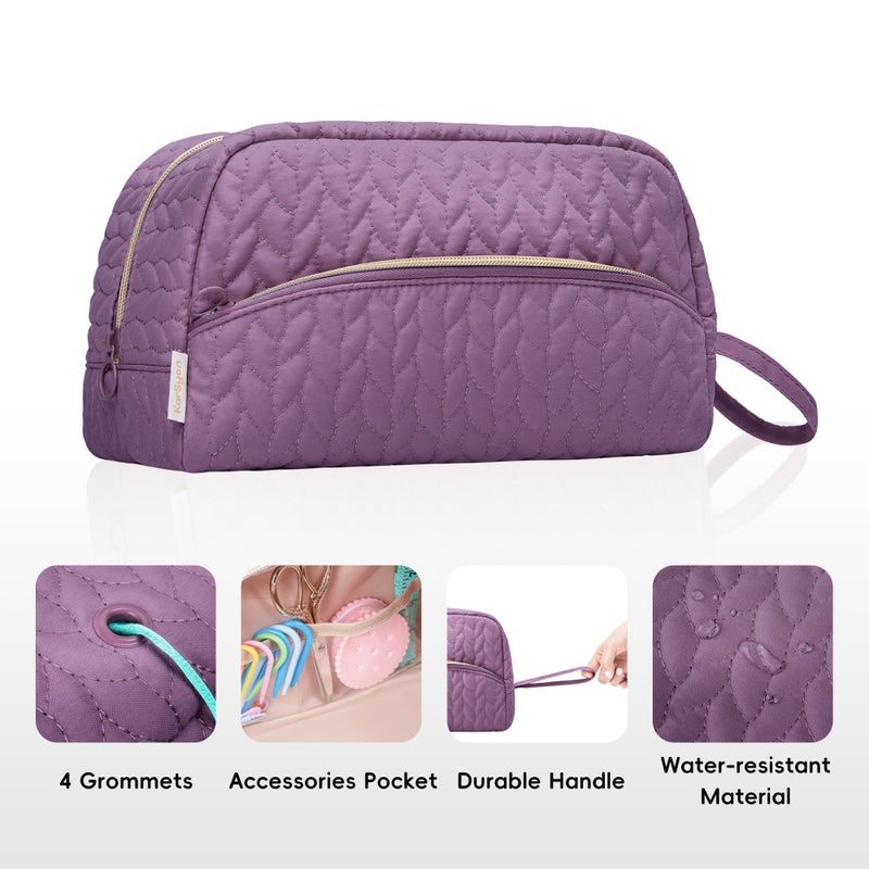 KarSyon Crochet Yarn Bag Knitting Bag Storage for Crocheting Accessories Crochet Hook Case Organizer Gift for Crochet Lovers (Purple) - Image 2