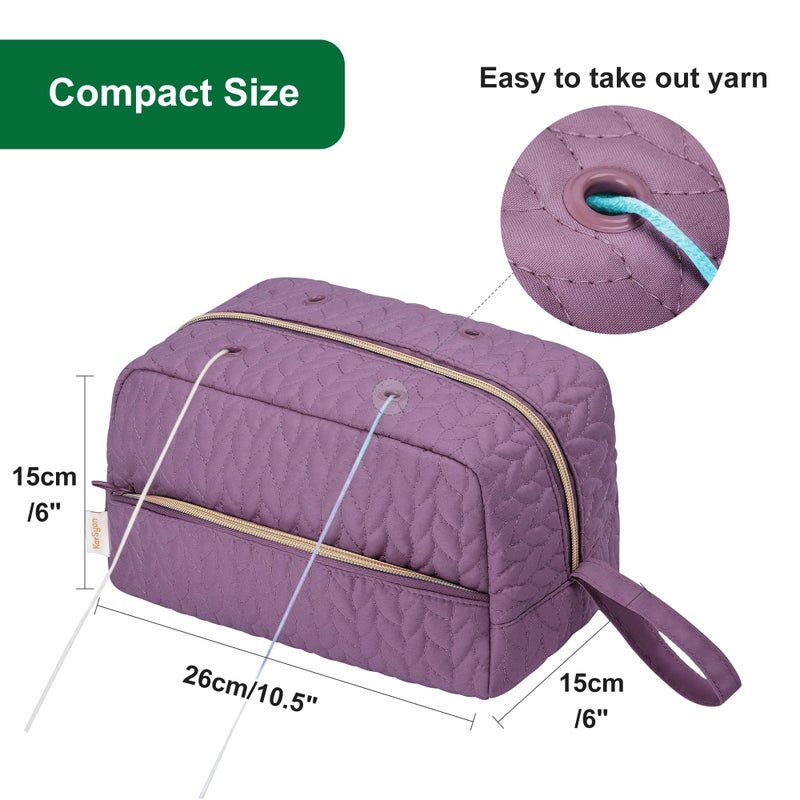 KarSyon Crochet Yarn Bag Knitting Bag Storage for Crocheting Accessories Crochet Hook Case Organizer Gift for Crochet Lovers (Purple) - Image 5