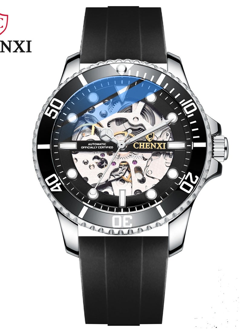 Chenxi Watches for Men Silicone Luxury Luminous Water Resistant Automatic Mechanical Wristwatch 8805BBKSI  - Image 1