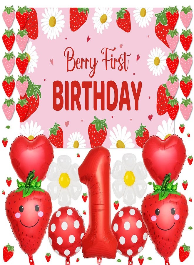 Rotumaty 134Pcs Berry First Birthday Decor Strawberry Baby Shower Decorations Berry 1st Birthday Decorations for Girl Sweet One Party Decor Strawberry Backdrop Ballons Banners Stickers Party Supplies - Image 1