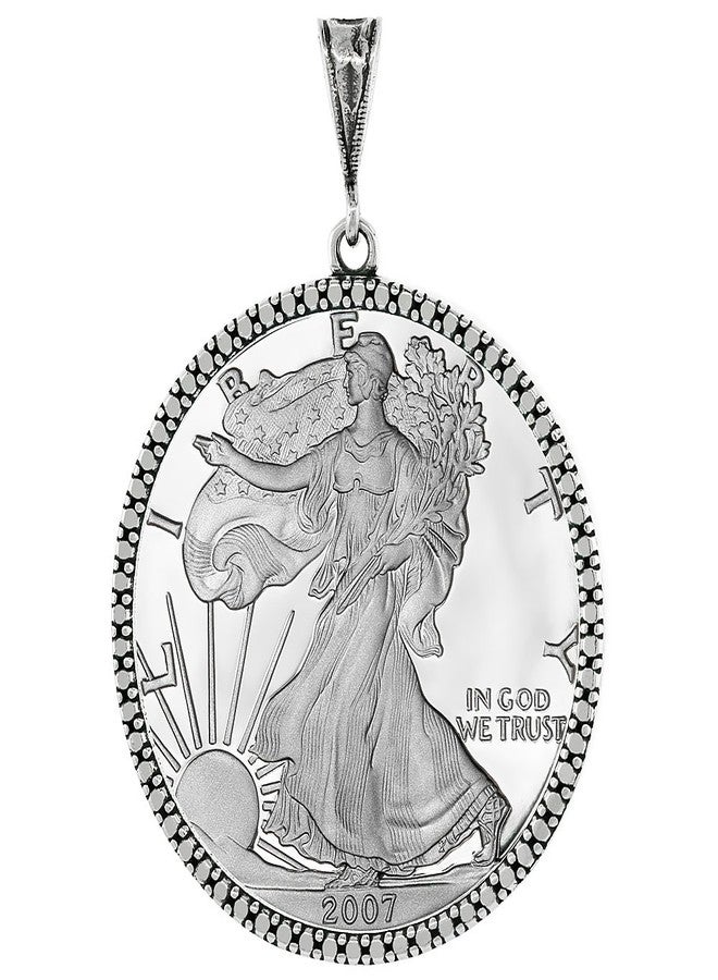 سابرينا سيلفر عملات معدنية من الفضة الإسترلينية، إطار فضي على شكل نسر، قطر 41 مم، ظهر شوكي، حافة وهمية، عملة معدنية بوزن 1 أونصة غير متضمنة - Image 1