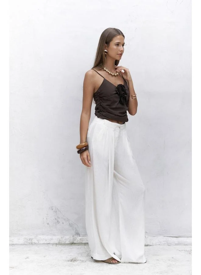 Bohemai  Mahoney Ecru Linen Palazzo Pants. for Women | Best Price UAE