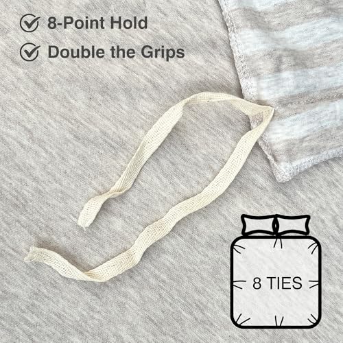 PURE ERA Jersey Knit Duvet Cover Set 100% T-Shirt Heather Cotton Super Soft Comfy Classic Striped Design, with Zipper Closure, Heather Beige Stripe, King - Image 5