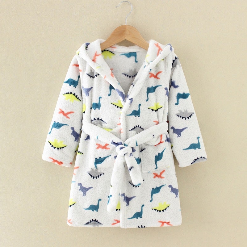 Cartoon Hooded Flannel Nightgown for Children – Spring Autumn Pajamas 3-8 Years - Image 1