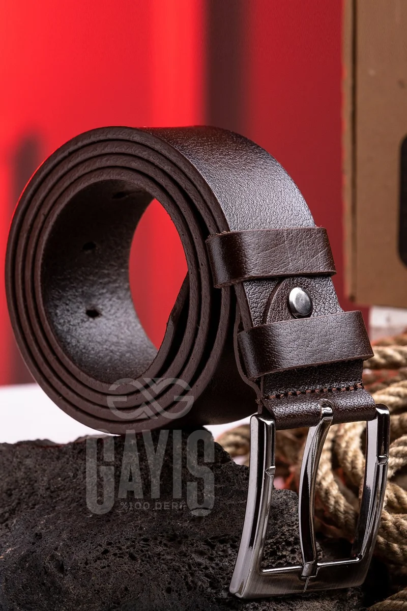Gayış Gayis Buffalo Leather Brown Men's Jeans Belt - Men's Gift Belt