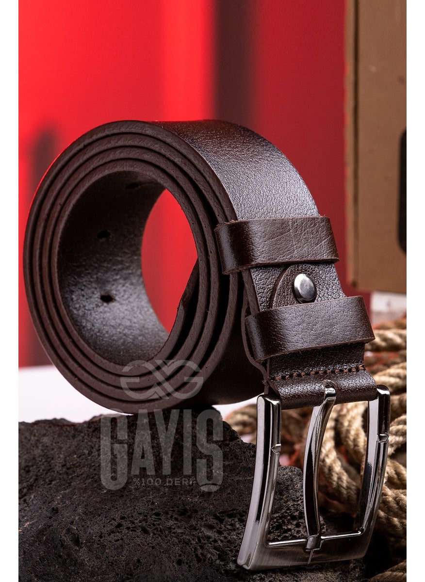 Gayış Gayis Buffalo Leather Brown Men's Jeans Belt - Men's Gift Belt  - Image 3