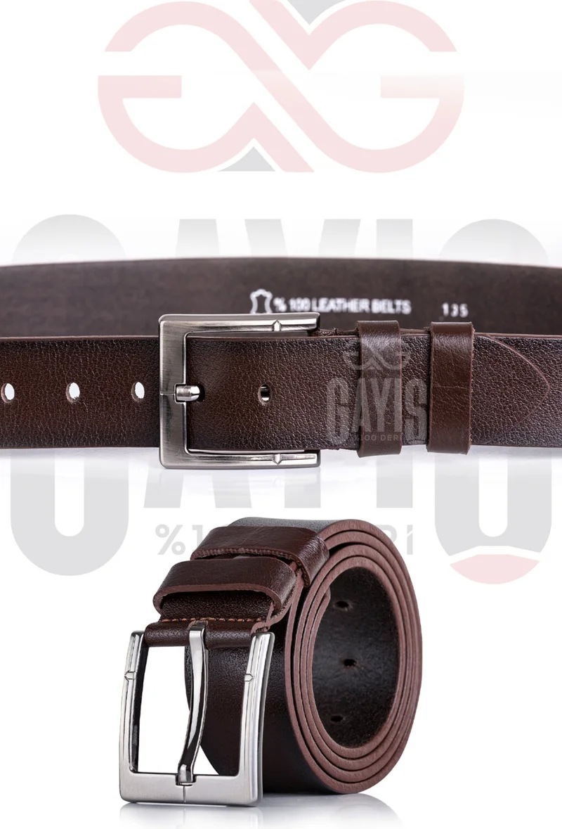 Gayış Gayis Buffalo Leather Brown Men's Jeans Belt - Men's Gift Belt