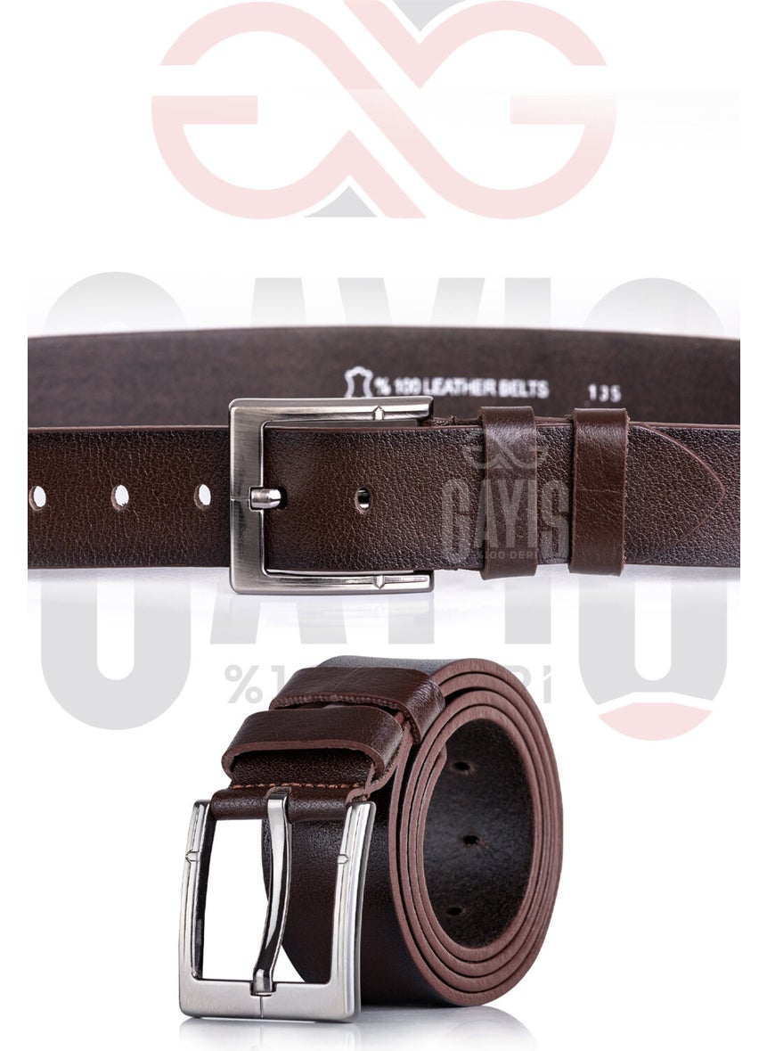Gayış Gayis Buffalo Leather Brown Men's Jeans Belt - Men's Gift Belt  - Image 4