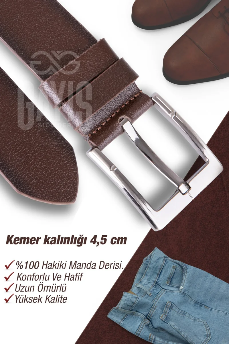 Gayış Gayis Buffalo Leather Brown Men's Jeans Belt - Men's Gift Belt