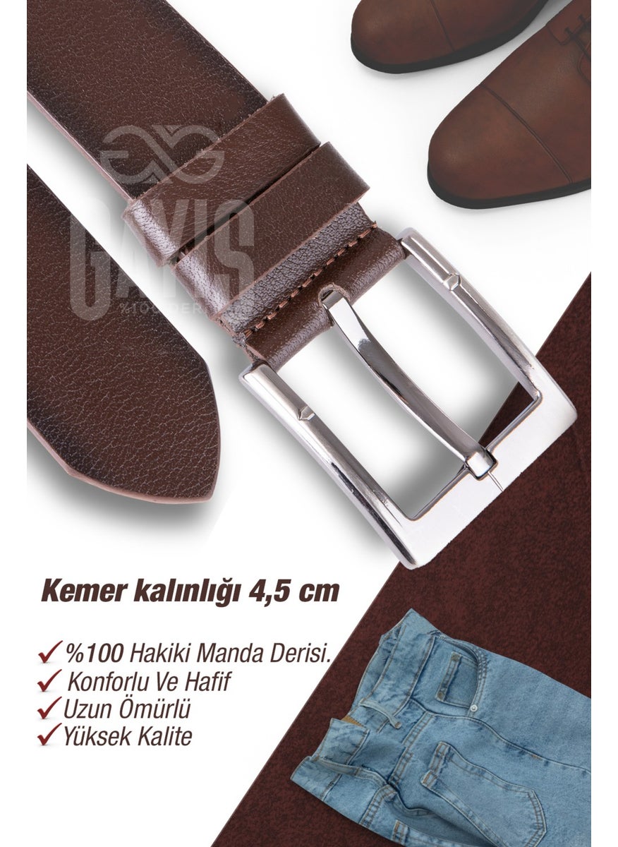 Gayış Gayis Buffalo Leather Brown Men's Jeans Belt - Men's Gift Belt  - Image 5