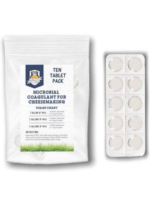 Microbial Rennet For Cheese Making | Vegetarian Rennet Tablets | Milk Coagulant | Vegan Cheese making | Shelf-Stable Rennet Tablets, Perforated For Easy Use