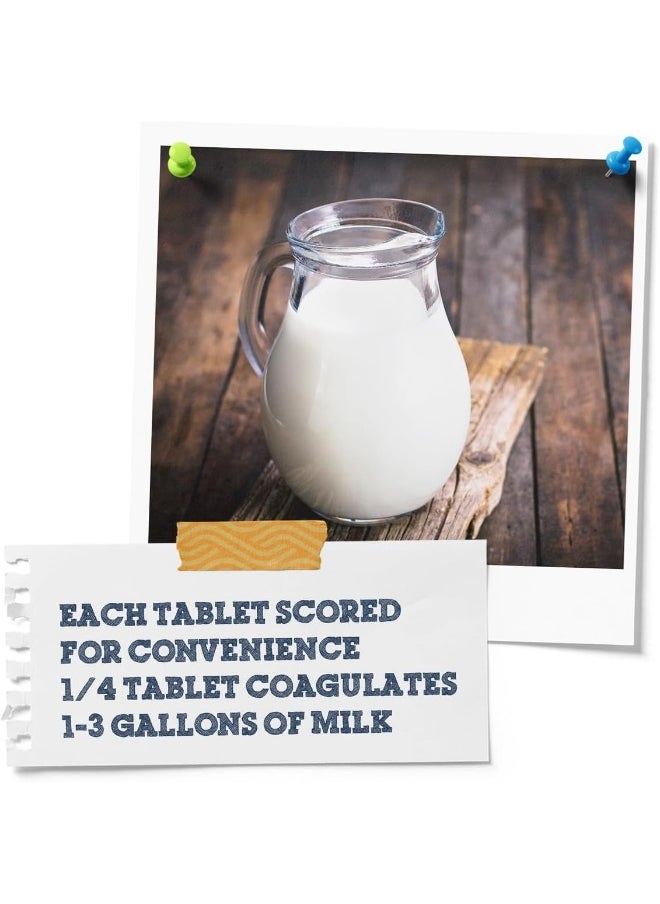Microbial Rennet For Cheese Making | Vegetarian Rennet Tablets | Milk Coagulant | Vegan Cheese making | Shelf-Stable Rennet Tablets, Perforated For Easy Use