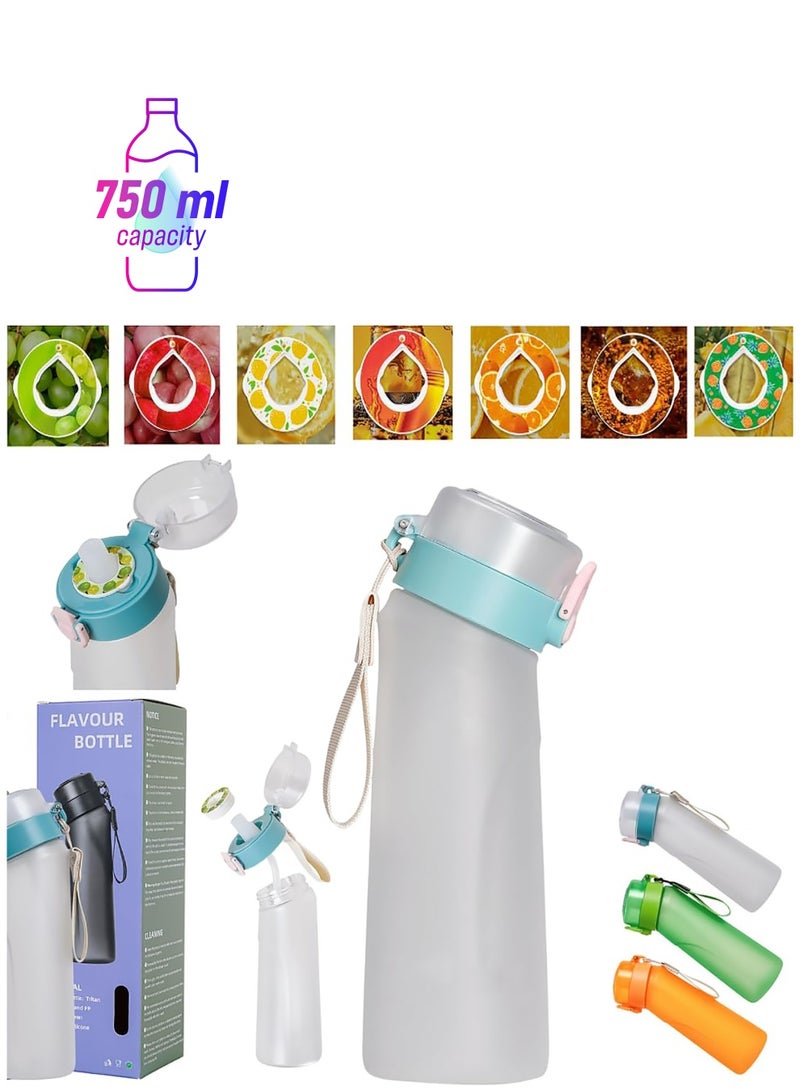 SYOSI Sports Air Water Bottle BPA Free Starter up Set Drinking Bottles,750ML Fruit Fragrance Water Bottle, with 7 Flavour pods%0 Sugar Water Cup, for Gym and Outdoor Gift  - Image 1