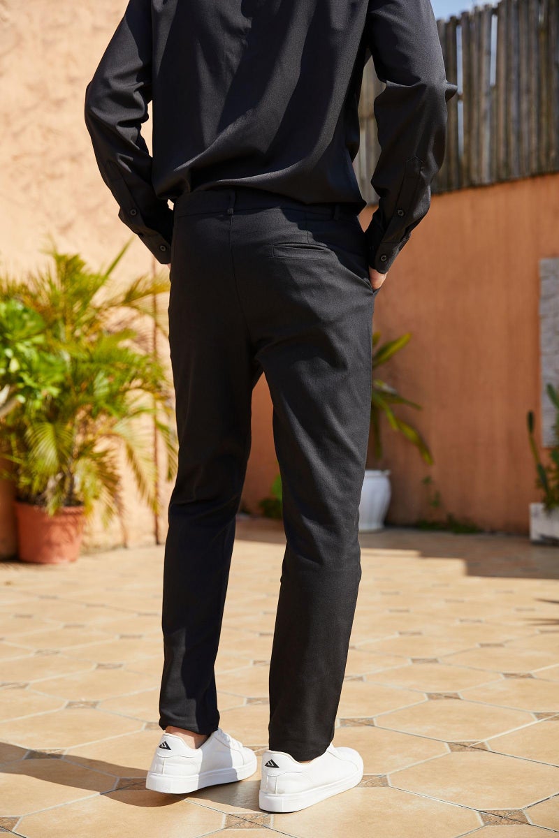 Percle Mens Slim Fit Dress Pants Casual Business Skinny Stretch Suit Pants Golf Pants Black - Image 5