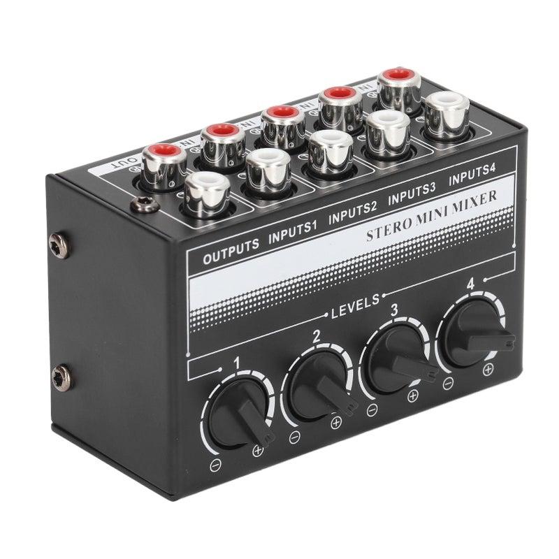 CX400 Mini Passive Stereo Mixer Portable Stereo 4 Channel Mixer for CD Player Tape Drive Computer Phone Tablet Computer White - Image 1