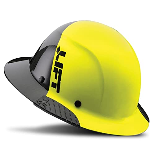LIFT SAFETY Dax Fiber Cap Brim Safety Helmet 6 Point Suspension for Comfort Impact Protection 5050 YellowBlack
