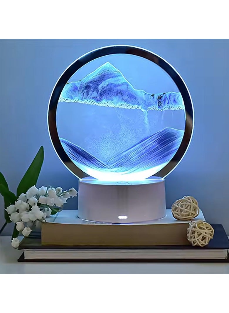 DubaiGallery Table kinetic art Sand Painting Table Lamp, 3D Dynamic Sand Art Liquid Motion Earth Lamp, Three-Tone Light Quicksand Painting Art Bedside Table Lamp Painting Night Light, Relaxing Desktop Hom - Image 1