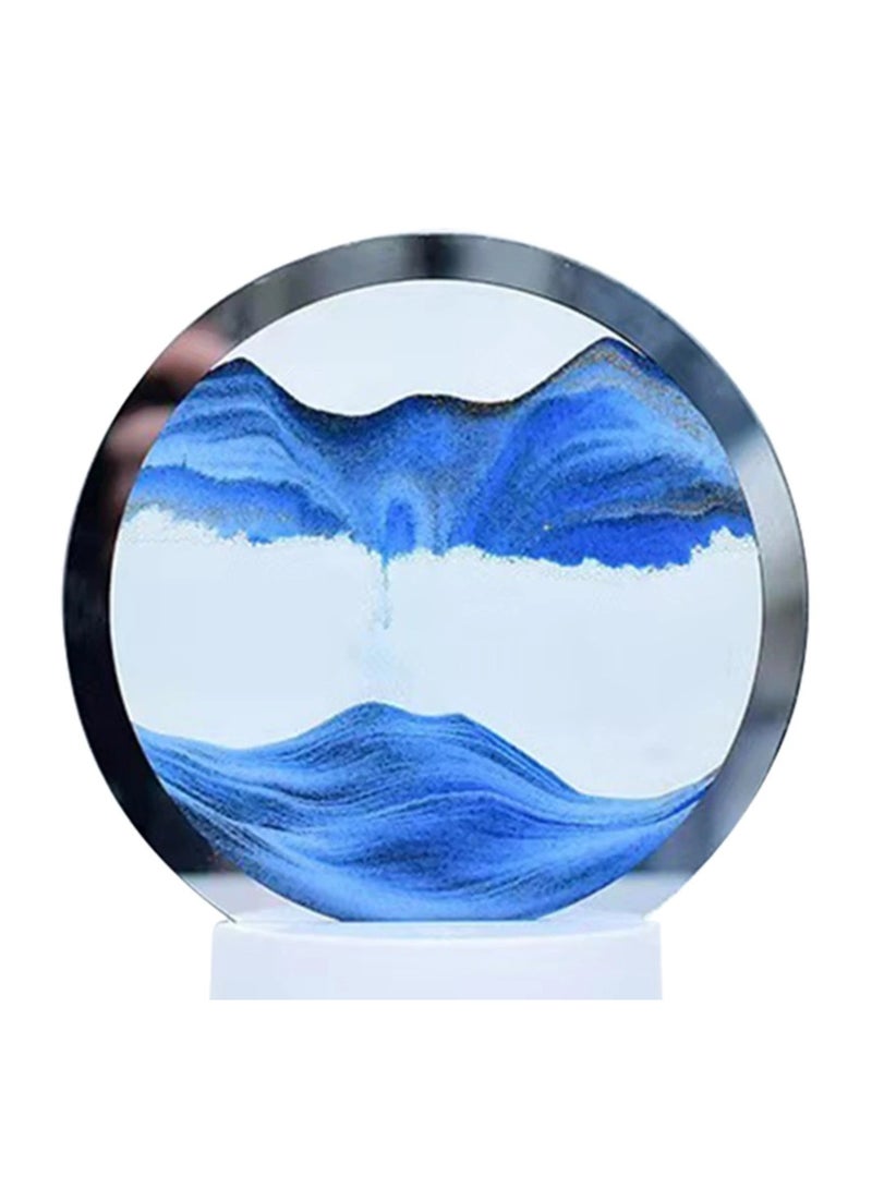 DubaiGallery Table kinetic art Sand Painting Table Lamp, 3D Dynamic Sand Art Liquid Motion Earth Lamp, Three-Tone Light Quicksand Painting Art Bedside Table Lamp Painting Night Light, Relaxing Desktop Hom - Image 3