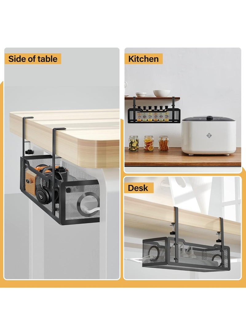 Under Desk Cable Management Tray Black, Cinati Wire Organizers No Drill, Cable Tray with Clamp for Wire Management, Cord Organization Box for Office, Home - No Damage to Desk - Image 2