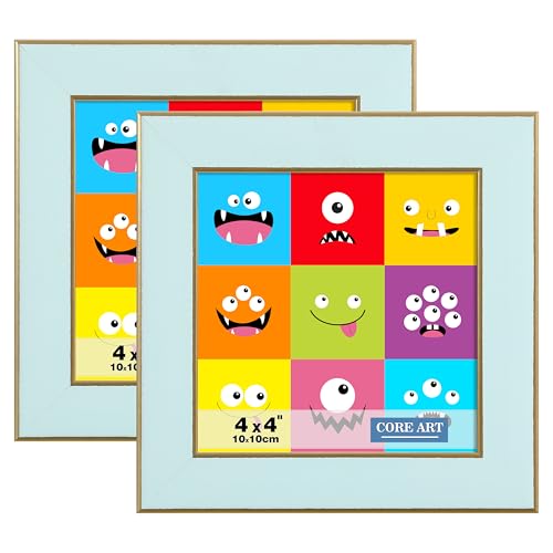 CORE ART 4x4 Picture Frames Soft Blue, Square Colorful Photo Frame with HD Plexiglass, Wall or Tabletop Display, Set of 2 - Image 1