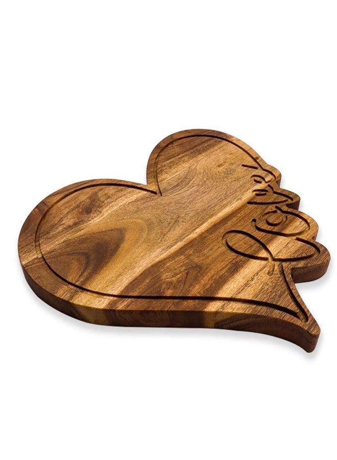 Affinity Decor Acacia Wood Valentine's Day Gift Cheese Cutting Chopping Charcuterie Board for cheese Platter Serving Try Plate (Love Heart Board 10.6"L x 11.6"W) - Image 4