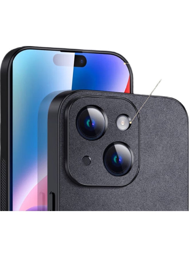 Shangsu Iphone 15 Case, Apple 15 Protective Cover, Shockproof, Full Lens Protection, Iphone 15 Soft Shell, Simple Luxury Lambskin Outer Case, For Women And Men, Leather Cover, Black - Image 3