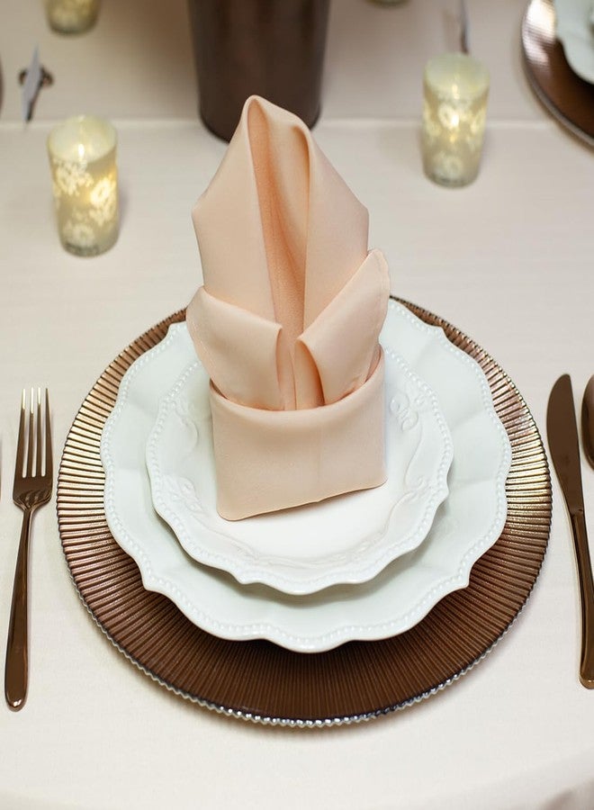 LTC LINENS Peach Cloth Napkins Set of 12-20x20 Inch Dinner Napkins Washable Polyester Fabric Cloth for Hotel, Restaurant, Wedding and Party - Image 3