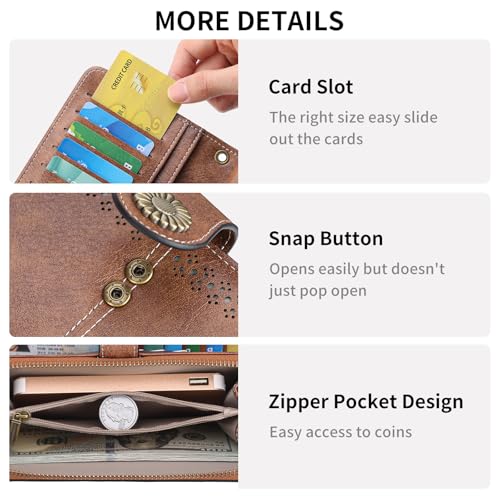 SENDEFN Wallet for Women RFID Blocking Leather Clutch Long Purse Large Capacity Credit Card Holder Wristlet - Image 4
