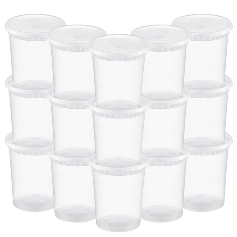 TashiBox 48 Sets 32 oz Plastic Deli Containers with Lids - Clear Airtight Food Storage & Meal Prep Containers, BPA Free, Stackable, Leakproof, Microwave & Freezer Safe - Image 3