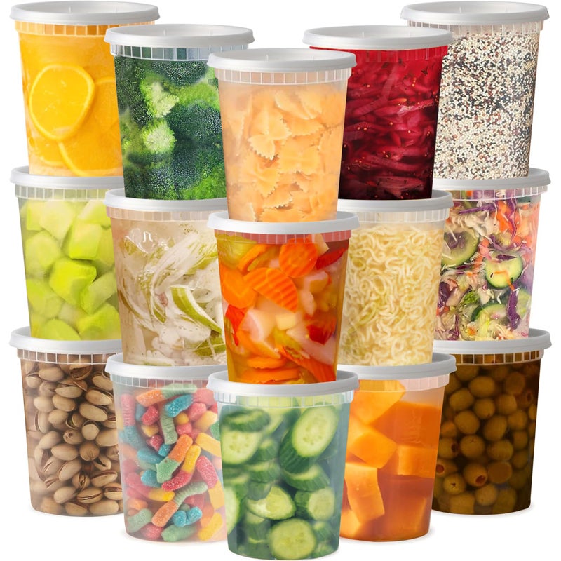 TashiBox 48 Sets 32 oz Plastic Deli Containers with Lids - Clear Airtight Food Storage & Meal Prep Containers, BPA Free, Stackable, Leakproof, Microwave & Freezer Safe - Image 1