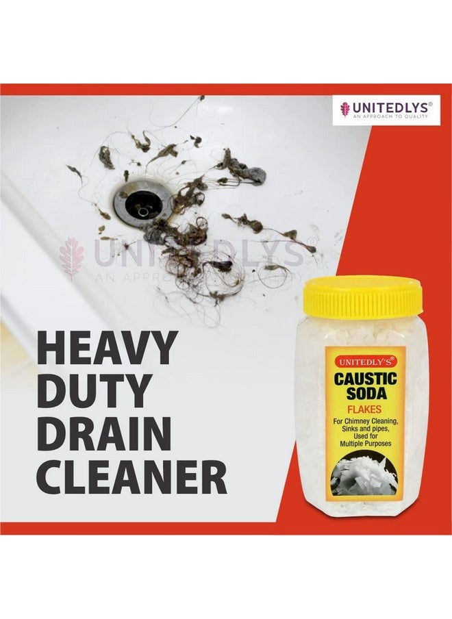 Unitedlys - Caustic Soda Drainage Block Remover 880G With Gloves | Chimney, Drain & Sink Cleaner | Fast-Acting, Non-Toxic & Odorless Drain Cleaner Flakes | Swift Pipe Cleaner - Image 1