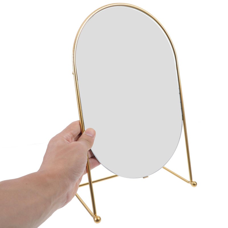 Oval Vanity Mirror with Golden Frame 13 Inch High Definition Makeup Mirror for Desk - Image 5
