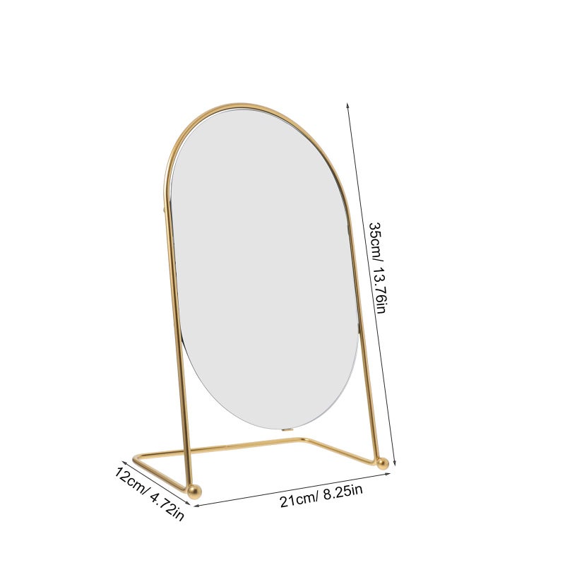 Oval Vanity Mirror with Golden Frame 13 Inch High Definition Makeup Mirror for Desk - Image 3