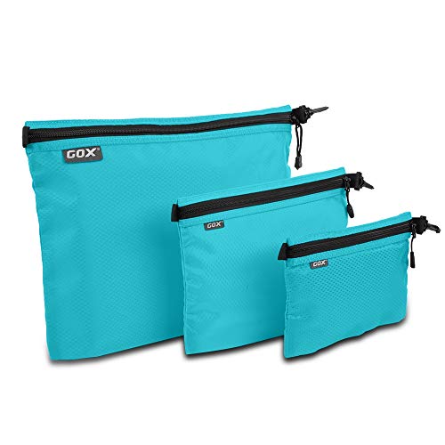 GOX 3 Pack Travel Toiletry Bag for Men Carry On Packing Organizer Zipper Pouch Portable Cosmetic Pouch Accessory Document Electronics (Blue) - Image 1
